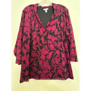 Croft & Barrow Plus size Top Blouse Womens plus Size 2X Pink Black Office Career